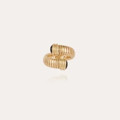 Bague Antigone dorée - Basalte noir