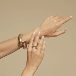 Bague Antigone dorée - Nacre blanche