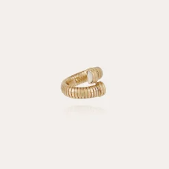Bague Antigone dorée - Nacre blanche