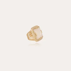Bague Arty Chevalière dorée - Nacre blanche