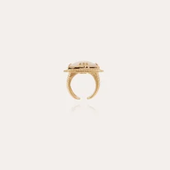 Bague Arty Chevalière dorée - Nacre blanche