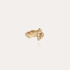 Bague Bambou Liane strass dorée