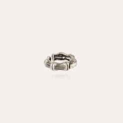 Bague Bambou strass argentée