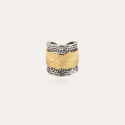 Bague Cancun Penna grand modèle bicolore