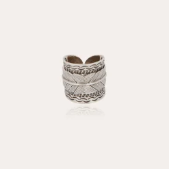 Bague Cancun Penna grand modèle argentée