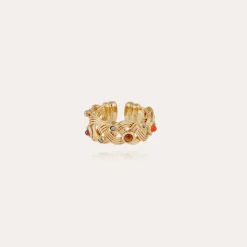 Bague Césaria jonc cabochons dorée