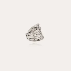 Bague Etincelle cabochons argentée
