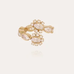 Bague Riviera Fleur Liane dorée - Zircone