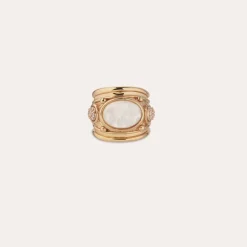 Bague Simone - Strass & Nacre blanche