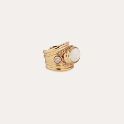 Bague Simone - Strass & Nacre blanche