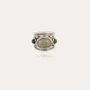 Bague Simone argentée - Labradorite & Serpentine