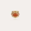 Bague Simone dorée - Cornaline & Quartz rose