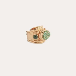 Bague Simone dorée - Émeraude - Capsule Les Précieux
