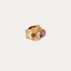 Bague Simone dorée - Rhodonite