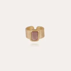 Bague Totem Pierre grand modèle dorée - Améthyste