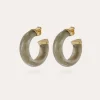 Boucles d'oreilles Abalone acétate dorées - Gris