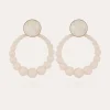 Boucles d'oreilles Andy grand modèle acétate dorées - Blanc