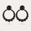 Boucles d'oreilles Andy grand modèle acétate dorées - Noir
