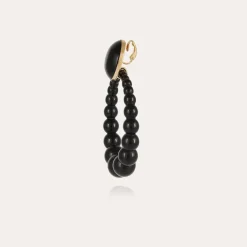 Boucles d'oreilles Andy grand modèle acétate dorées - Noir
