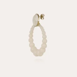 Boucles d'oreilles Andy grand modèle acétate dorées - Blanc