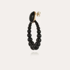 Boucles d'oreilles Andy grand modèle acétate dorées - Noir
