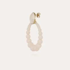 Boucles d'oreilles Andy grand modèle acétate dorées - Blanc