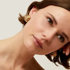 Boucles d'oreilles Anne strass dorées
