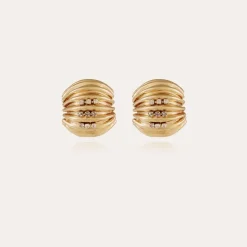 Boucles d'oreilles Anne strass dorées