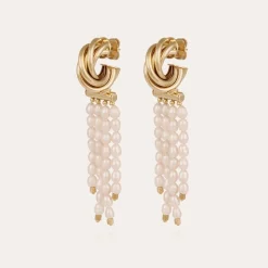 Boucles d'oreilles Atik Riviera mini dorées - Perles de culture