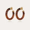 Boucles d'oreilles Caftan petit modèle acétate dorées - Marron