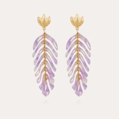 Boucles d'oreilles Cavallo acétate dorés - Violet