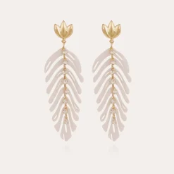 Boucles d'oreilles Cavallo acétate dorées - Ivoire