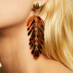 Boucles d'oreilles Cavallo acétate dorées - Écaille