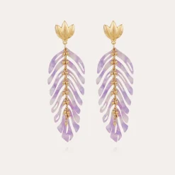 Boucles d'oreilles Cavallo acétate dorés - Violet