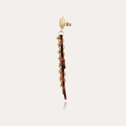 Boucles d'oreilles Cavallo acétate dorées - Écaille