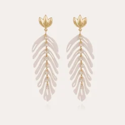 Boucles d'oreilles Cavallo acétate dorées - Ivoire