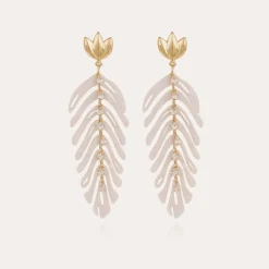 Boucles d'oreilles Cavallo acétate dorées - Ivoire