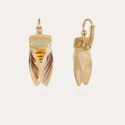 Boucles d'oreilles Cigale émail petit modèle dorées