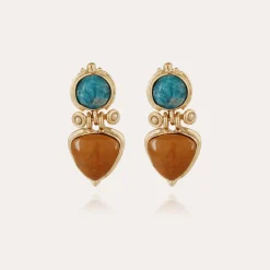 Boucles d'oreilles Colorado dorés - Apatite bleue