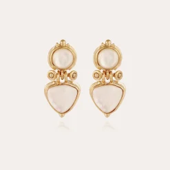 Boucles d'oreilles Colorado dorées - Nacre blanche