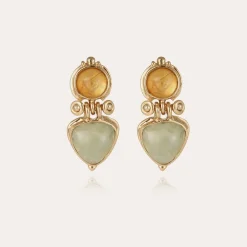 Boucles d'oreilles Colorado dorées - Hématoide jaune & Fluorine