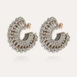 Boucles d'oreilles Crocus raphia dorées