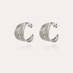 Boucles d'oreilles créoles Wave argentées