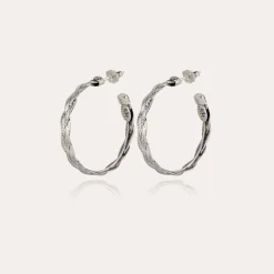 Boucles d'oreilles créoles Tresse petit modèle argentées