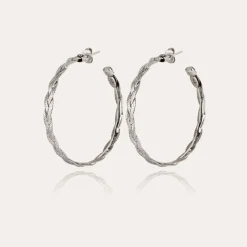 Boucles d'oreilles créoles Tresse moyen modèle argentées