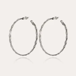 Boucles d'oreilles créoles Tresse argentées