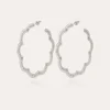 Boucles d'oreilles créoles Bolduc Flore gravées grand modèle argentées