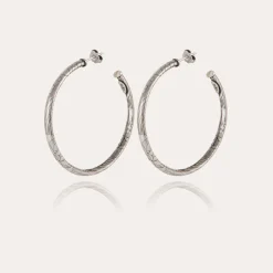 Boucles d'oreilles créoles Maori petit modèle argentées