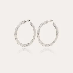 Boucles d'oreilles créoles Bolduc petit modèle argentées