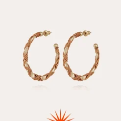 Boucles d'oreilles créoles Bako petit modèle dorées - Osier - Collection 55 ans